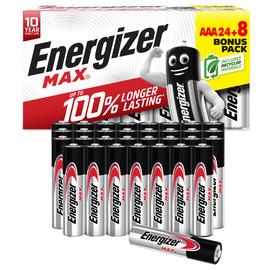 Energizer Max Alkaline AAA Batteries - Pack of 32