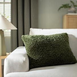 Habitat Faux Shearling Plain Cushion - Oatmeal