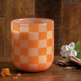 Habitat XL Checkered Candle - Amber and Sandalwood