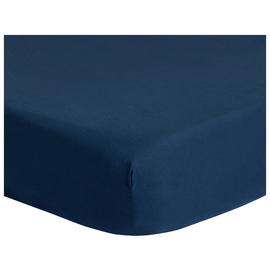 Home Essentials Soft Touch Navy Fitted Sheet - Superking