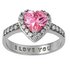 Moon & Back Sterling Silver Pink 'I Love You' Ring - Q