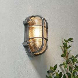 Zink CLAY IP44 Silver Oval Caged Outdoor Bulkhead