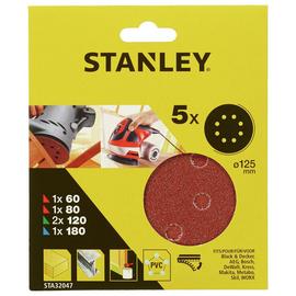 Stanley 125mm  5 Pieces Mixed Sanding Sheets