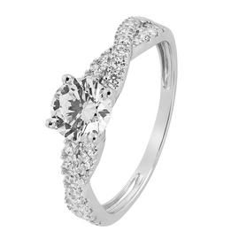 Revere 9ct White Gold Cubic Zirconia Twist Shoulder Ring