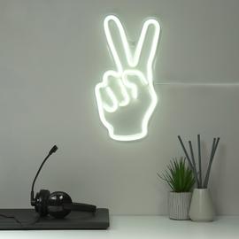 Searchlight Neon Effect Peace Sign Wall Light - White