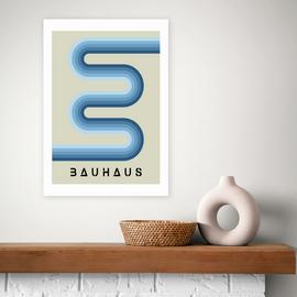 East End Prints Blue Stripes Bauhaus Art Print