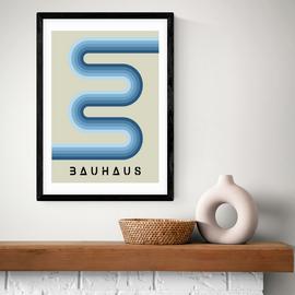 East End Prints Blue Stripes Bauhaus Art Print
