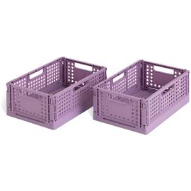 Habitat 2 x 4L Medium Plastic Storage Folding Crates - Mauve