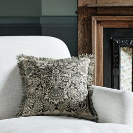 Habitat x Morris & Co. Sunflower Woodblock Cushion - Grey