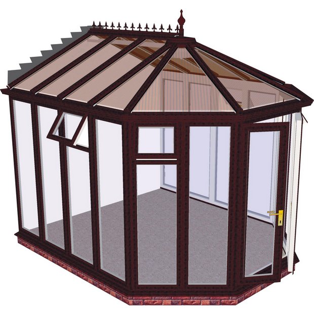Buy Victorian Full Height XL Conservatory Rosewood on White at Argos