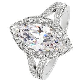 Revere Platinum Plated Silver 2.5ct Look CZ Halo Ring