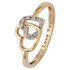 Moon & Back 9ct Gold Plated Silver Two Heart CZ Message Ring