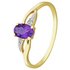 Revere 9ct Gold Amethyst and Diamond Accent Shoulder Ring