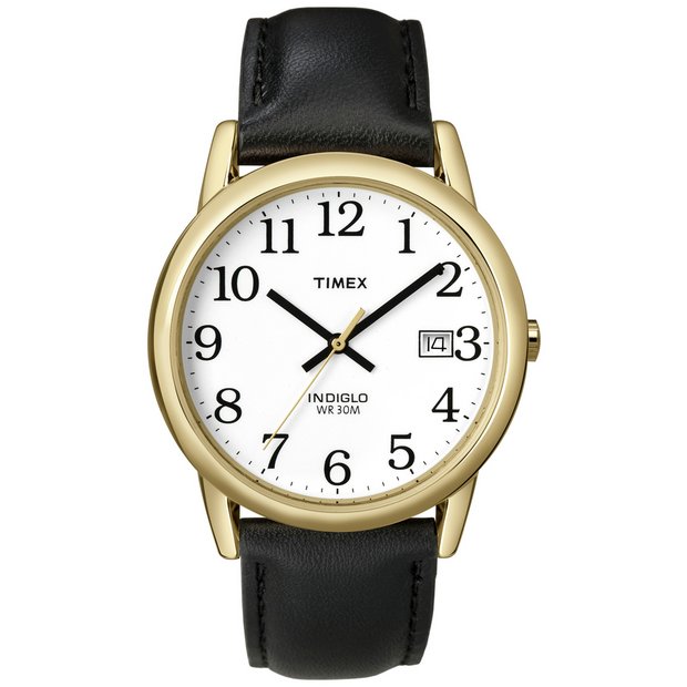 Leather gold watch hot sale