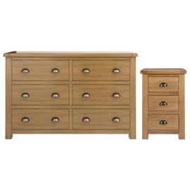 Argos Home Kent Bedside & 3+3 Drawer Set - Oak & Oak Veneer