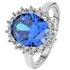 Revere Sterling Silver Dark Blue Sapphire Oval Halo Ring