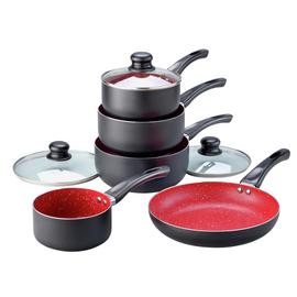 Russell Hobbs Red Stone Aluminium 5 Piece Pan Set - Black