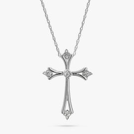 Revere Sterling Silver Diamond Cross Pendant Necklace
