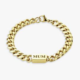 Revere Ladies Stainless Steel Curb Link Chain MUM Bracelet