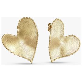 Revere 9ct Gold Plated Organic Shaped Heart Stud Earrings