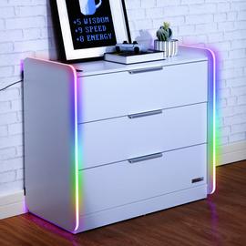 X Rocker Electra 3 Drawer Chest with App Control LED - White