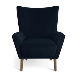 Habitat Harlem Velvet Wingback Chair - Navy