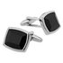 Revere Mens Silver Colour Synthetic Black Onyx Cufflinks