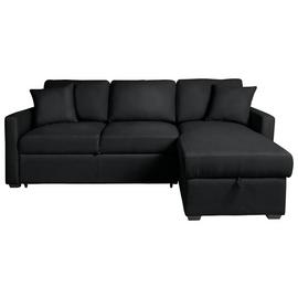 Argos Home Reagan Right Corner Faux Leather Sofa Bed - Black