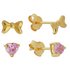 Disney Minnie 9ct Gold Plated SS Set of 2 Stud Earrings