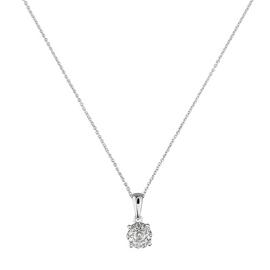 Revere 9ct White Gold 0.25ct tw Diamond Halo Pendant 18 Inch