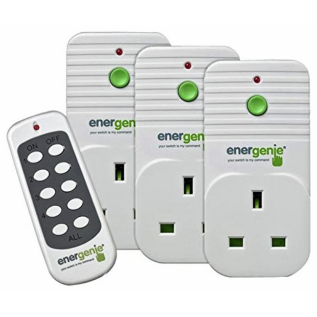 Buy Energenie 3 Pack of Remote Controlled Plugs, Gripping and reaching