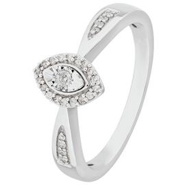 Revere 9ct White Gold 0.10ct tw Diamond Marquise Halo Ring