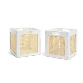 Habitat Set of 2 Rattan Square Boxes - White