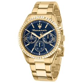 Maserati Competizione Blue Dial Gold Plated Bracelet Watch