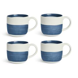 Habitat Artisan Stripe Set of 4 Stoneware Mugs - Blue