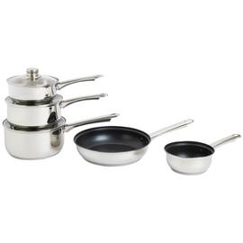 Argos Home Stainless Steel 5 Piece Pan Set - Silver