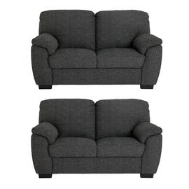 Argos Home Milano Pair of Fabric 2 Seater Sofa - Charcoal