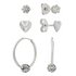 Revere Silver Stone Set Set of 3 Hoop and Stud Earrings