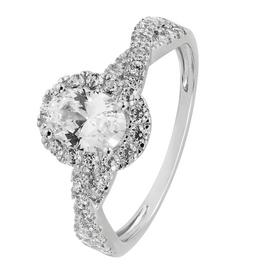 Revere 9ct White Gold Cubic Zirconia Twist Shoulder Ring