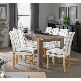 Argos Home Miami Oak Dining Table & 6 White Stripe Chairs