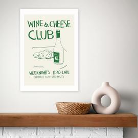 East End Prints Wine Cheese Art Print