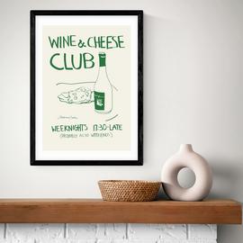 East End Prints Wine Cheese Art Print