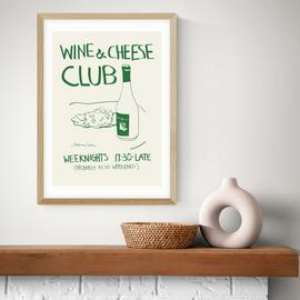 East End Prints Wine Cheese Art Print