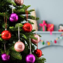 Habitat Pack of 9 Bright Glass Effect Christmas Baubles