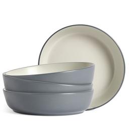 Habitat Two Tone 4 Piece Stoneware Pasta Bowls - Grey