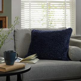 Habitat Faux Shearling Plain Cushion - Oatmeal