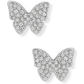 DKNY Silver Coloured Crystal Butterfly Stud Earrings