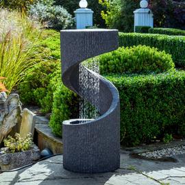 Ivyline Outdoor Spiral Water Feature - Granite
