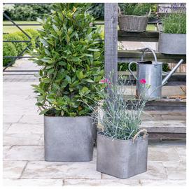 Ivyline Outdoor Galvanised Rope Handle Square Planters