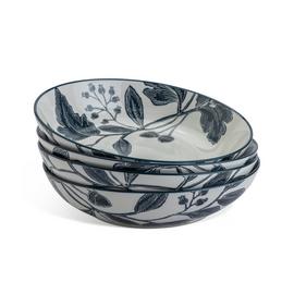 Habitat Floral Fine China 4 Piece Pasta Bowl - Navy